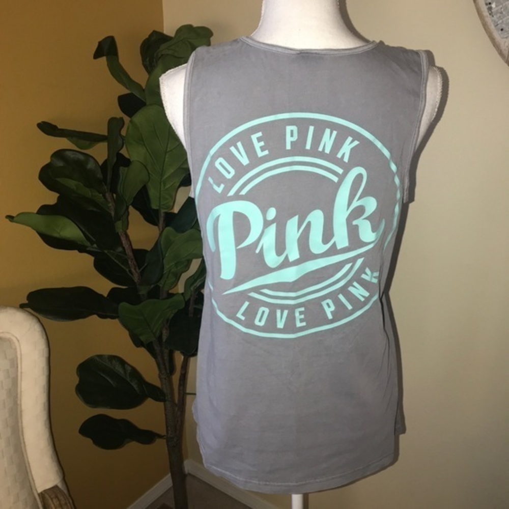 VS pink vintage gray washed tank top logo size XS